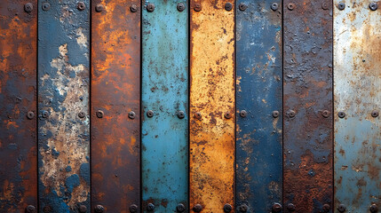 Close-up of rusty metal texture with vibrant colors and intricate patterns, showcasing the beauty of corrosion and weathered decay.
