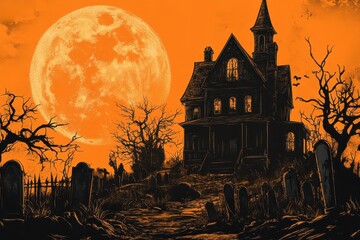 halloween background with house