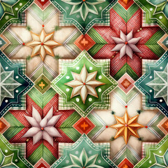 Christmas Patchwork Backgrounds, Watercolor painting style