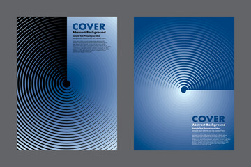 Abstract circles and lines spiral geometric vector background design with gradient blue tone, minimalist styles, for cover annual brochures flyers leaflets layout templates, modern echo sound.