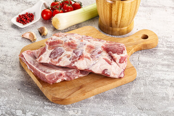 Raw pork ribs for barbecue