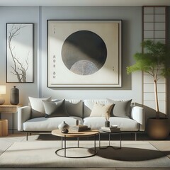 Modern Minimalist Living Room with Asian-Inspired Decor