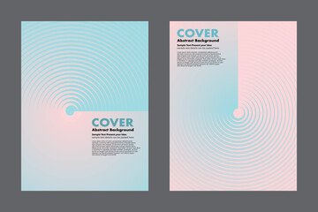 Abstract circles and lines spiral geometric vector background design with gradient turquoise green and pink, gentle color, minimalist styles, for cover, digital art, poster, modern echo sound.