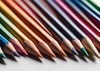 Bright colored pencils on a white background.