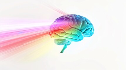 a minimalist representation of the human brain as a luminous sphere, with intricate patterns of thought shimmering within its depths