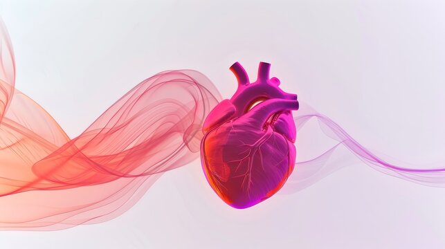 a minimalist representation of the human heart as a pulsating energy source, radiating waves of love and vitality into the surrounding space