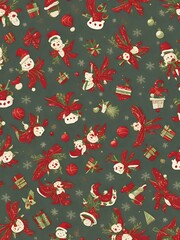 Christmas ornaments and decoration seamless pattern. Cute christmas seamless pattern