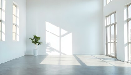 Fototapeta premium Empty room with white walls and window natural light