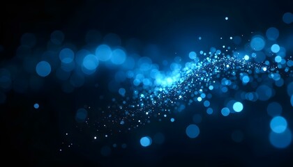 Swirling blue energy waves with glowing particles and stars against a dark background