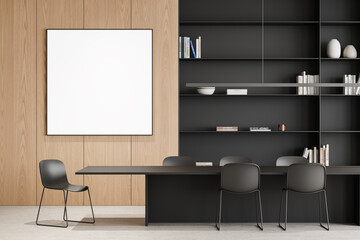 Home living room interior with chairs and eating table, mockup frame