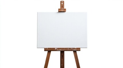 A mockup of a blank canvas on an easel, set against a white background, perfect for art-related content and workshops