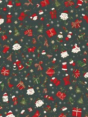 Christmas ornaments and decoration seamless pattern. Cute christmas seamless pattern