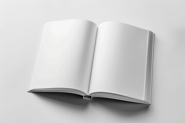 Empty open book isolated on white background. 3d illustration.
