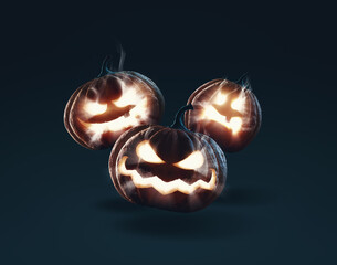 Funny Halloween pumpkins with different expressions