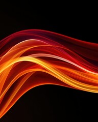 Fototapeta premium Abstract Red and Orange Flowing Lines on Black Background, Dynamic Design Element