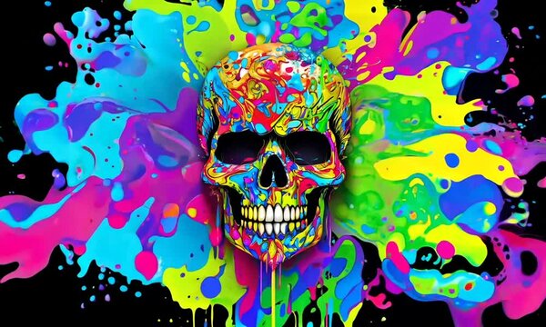 color skull on black background