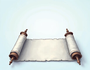 a classic vector design of an empty hanukkah torah scroll on a blue background