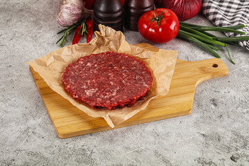 Raw beef burger cutlet minced meat