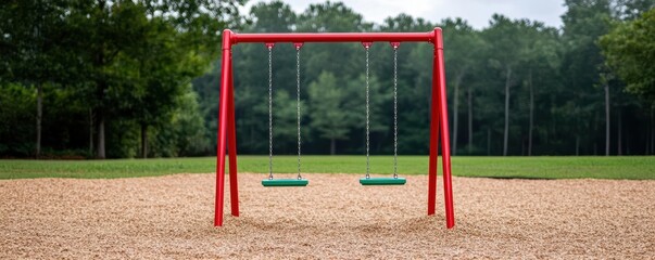 Empty swing set in a playground, symbolizing the absence of joy and social interaction due to social anhedonia
