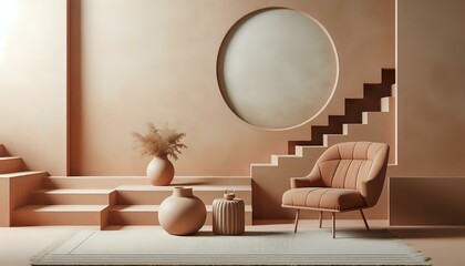 Minimalist Interior Design with Geometric Elements and Earth Tones