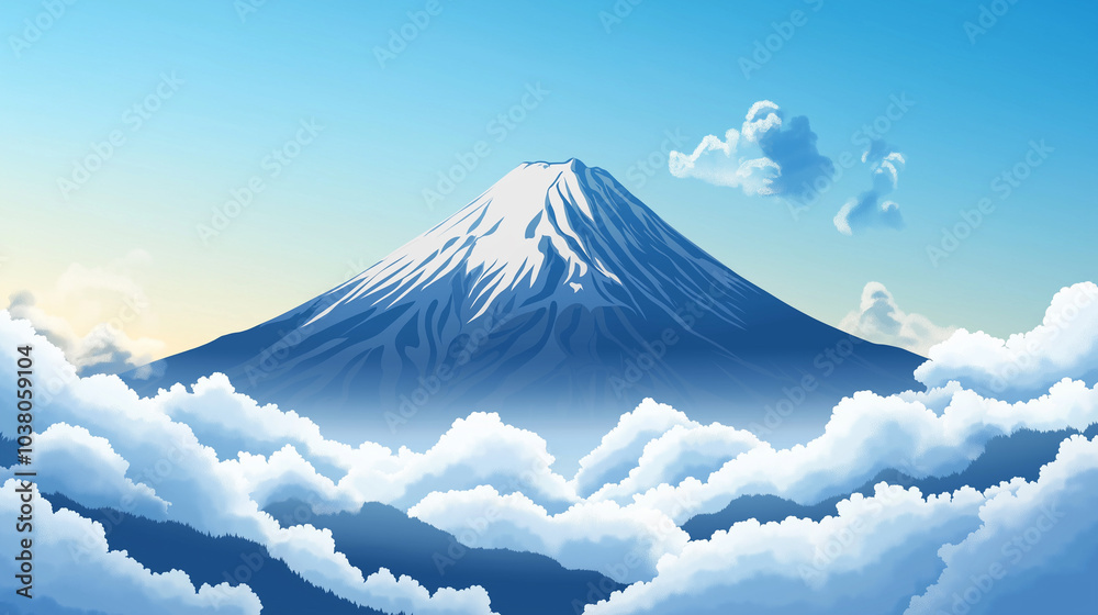 Canvas Prints 富士山のイラスト背景素材