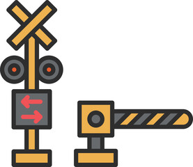 カラー駅関連の単品アイコン　踏切