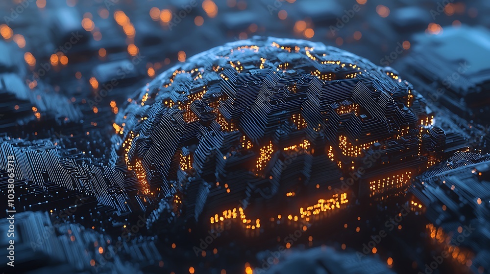 Fototapete Exploring the future a detailed visualization of a robot brain constructed from interconnected circuits and data processing systems