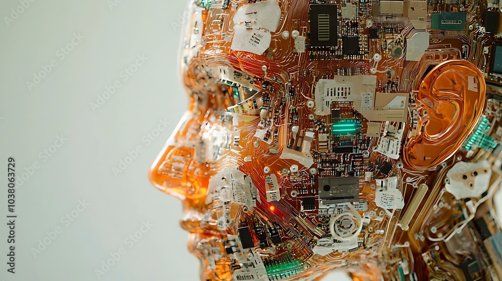 Leinwandbilder Exploring the intricate design of a robot brain interconnected circuits and digital intelligence in modern robotics