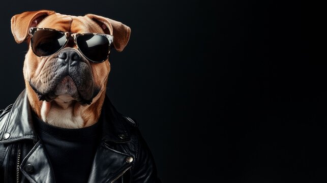 A cool bulldog in sunglasses