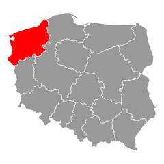West Pomerania of Poland map shape, travel web flat concept icon vector illustration