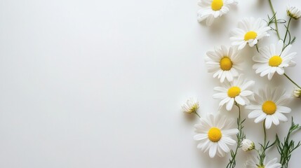 Fototapeta premium Camomile flowers on the white background