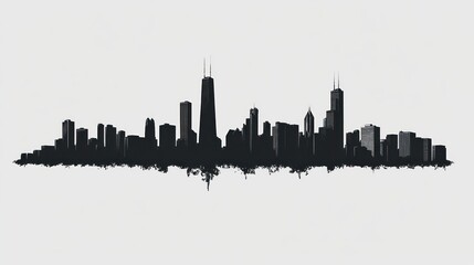 Obraz premium A minimalist black silhouette of a city skyline against a light background.
