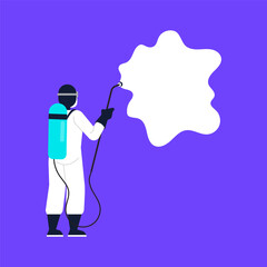 man doing pest control with pump vector eps illustration