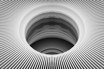 Black hole black and white abstract background 3D illustration