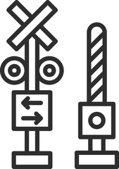 線画駅関連の単品アイコン　踏切