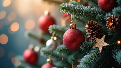 Beautifully Decorated Christmas Tree with Glittering Ornaments