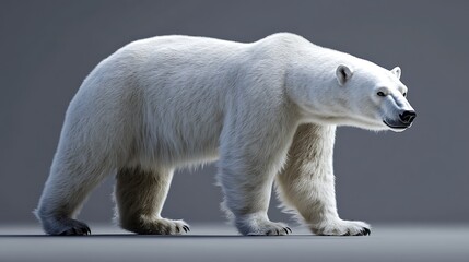 Polar Bear Walking Across Ice with Stunning Arctic Landscape Image