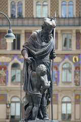 Fototapeta premium Sculpture of the Leopoldsbrunnen fountain built in 1680 by Johann Frühwirt located at Graben Street in Vienna