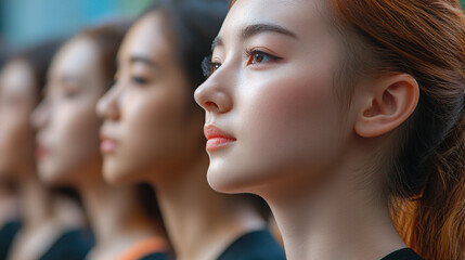 A professional businesswoman standing with her arms straight across, an outdoor area. feeling happy , financial background	
