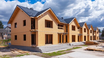 Construction of a town houses from SIP panels.