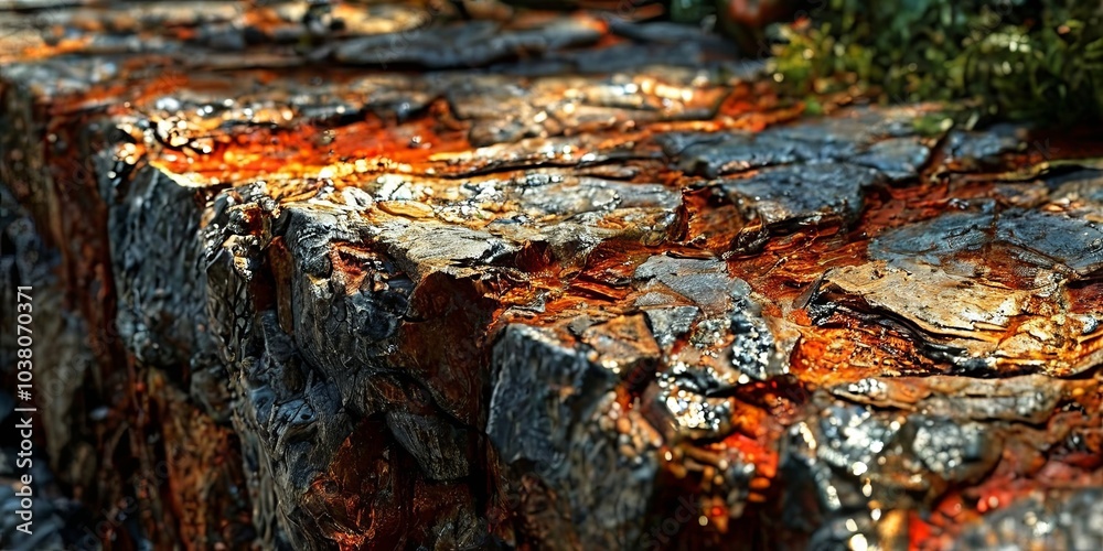 Poster a rock with a lot of rust on it