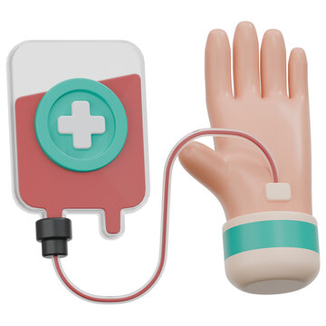 red blood transfusion 3D Icon Illustration. Low Poly Style