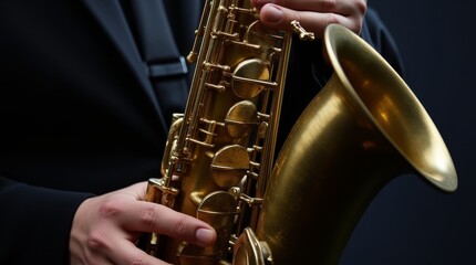 Obraz premium A saxophonist performing music at a jazz concert