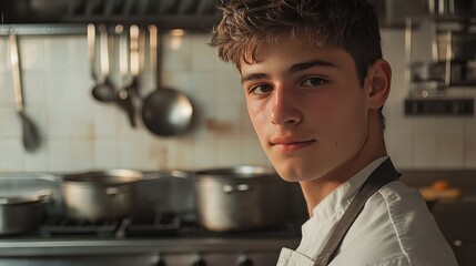 Young Chef in a Modern Kitchen Environment