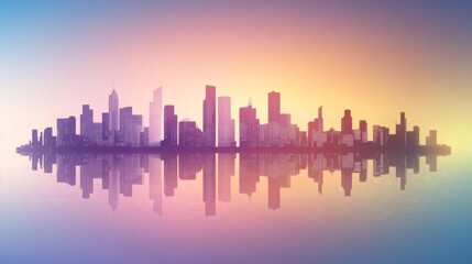 Fototapeta premium City Skyline with Gradient Tones and Diffused Lighting