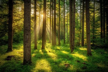 Obraz premium late autumn forest in the morning