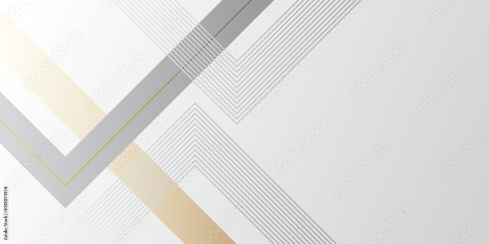 Poster abstract geometric white and gray arrow shine line elements design background. dynamic and luxury gr