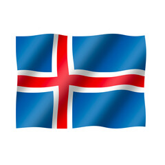 Fototapeta premium The national flag of iceland is flying beautifully