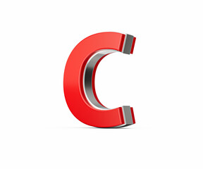 Vibrant Red Capital Letter C Gleams With Its Sleek Design Bold Font With Sharp Edges 3D Illustration