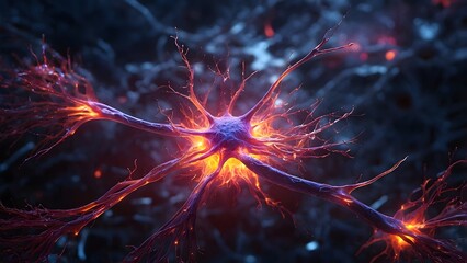 Intricate Neuron Structure Illuminated in Vibrant Colors Within a Digital Representation of Neural Networks